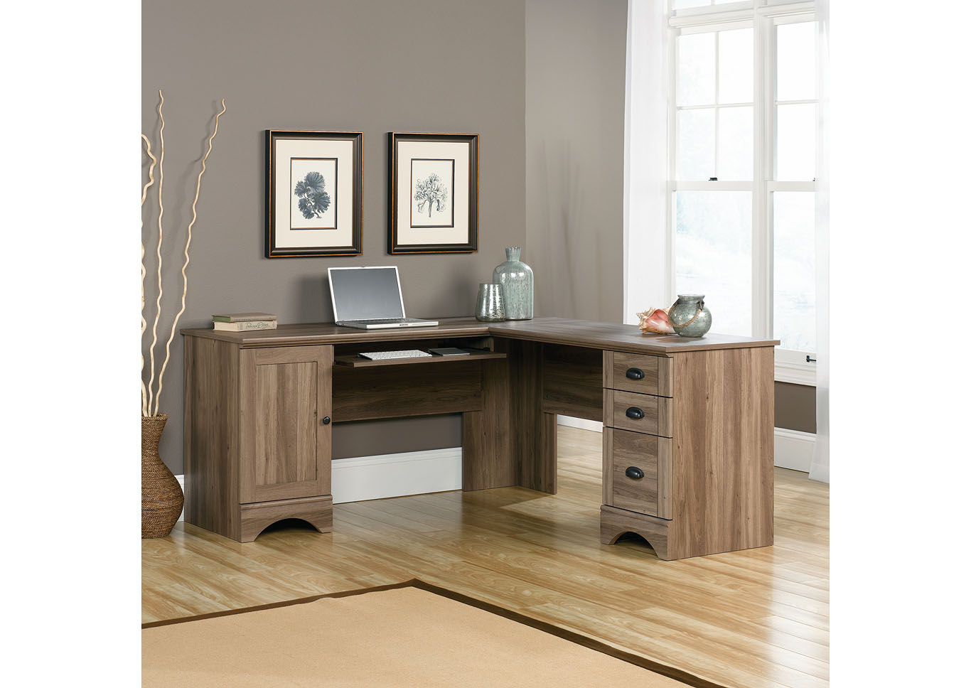 Harbor View Salt Oak Corner Computer Desk,Sauder